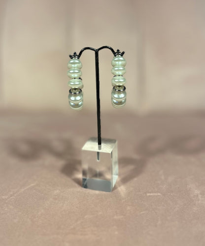 Pearl with Metal Bead Earrings (Gold & Silver)