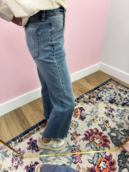 KanCan High Rise Slim Wide Leg Jean