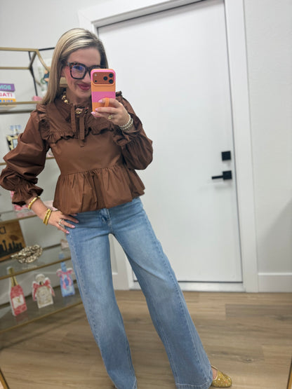 Medium Wash Wide Leg Side Panel Denim Pants