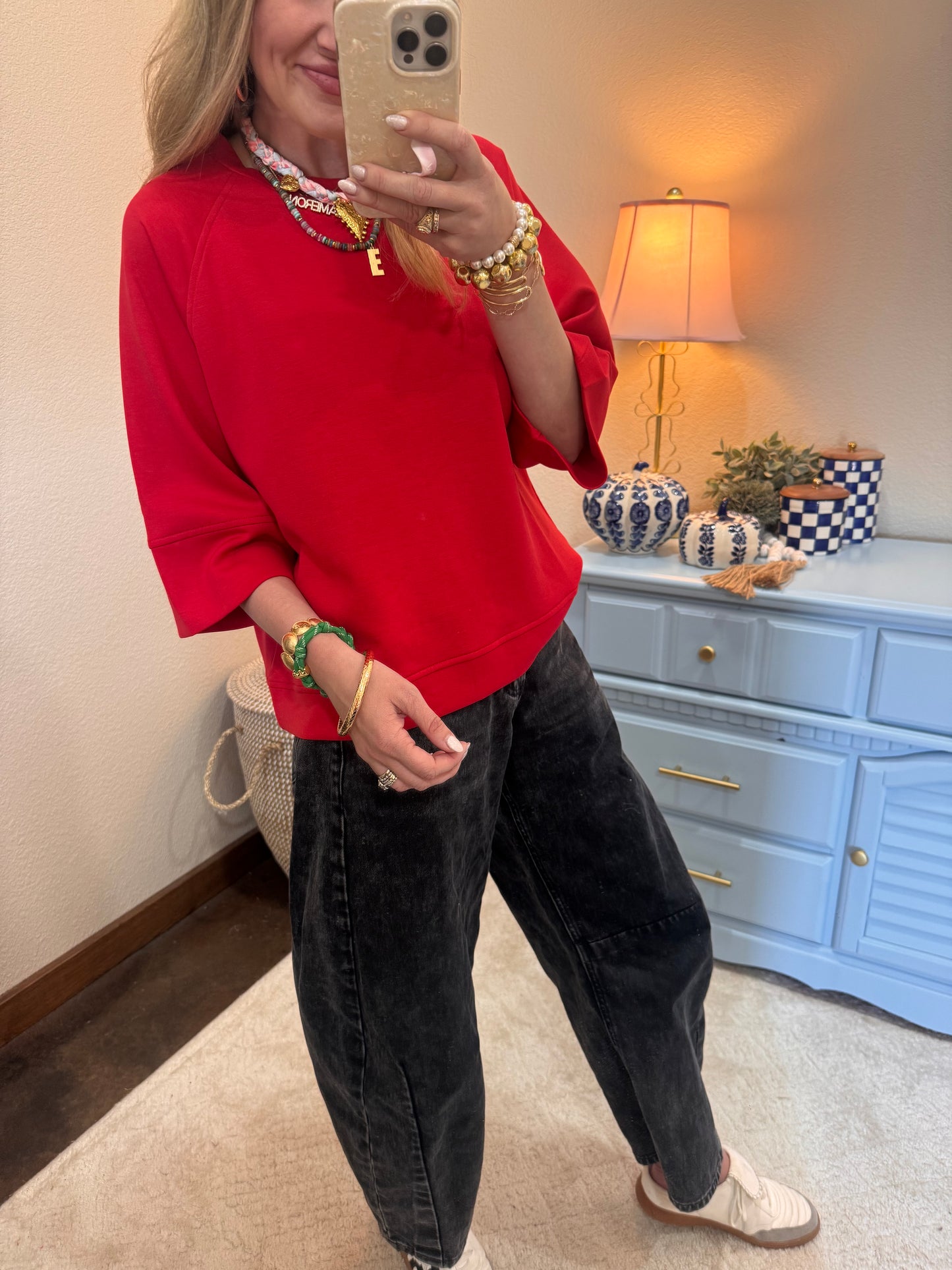 Ruby Scuba Half Sleeve Pullover Top
