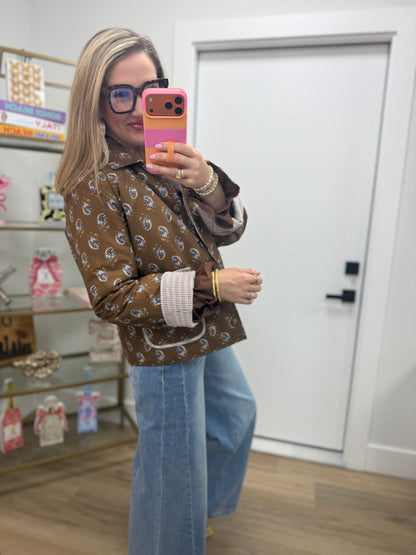 Mocha Detail Quilted Jacket