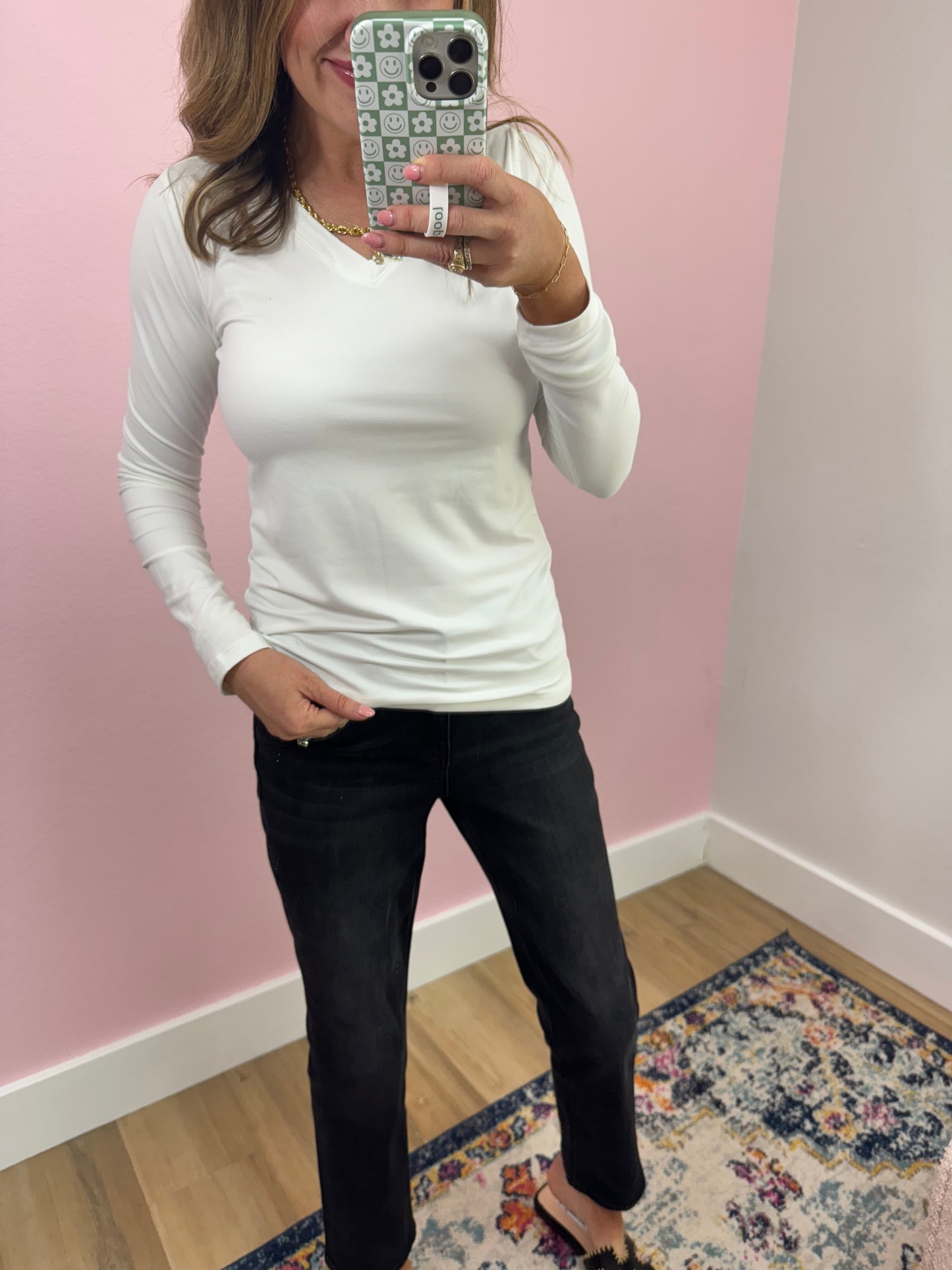 Microfiber Vneck Long Sleeve (black and white!)