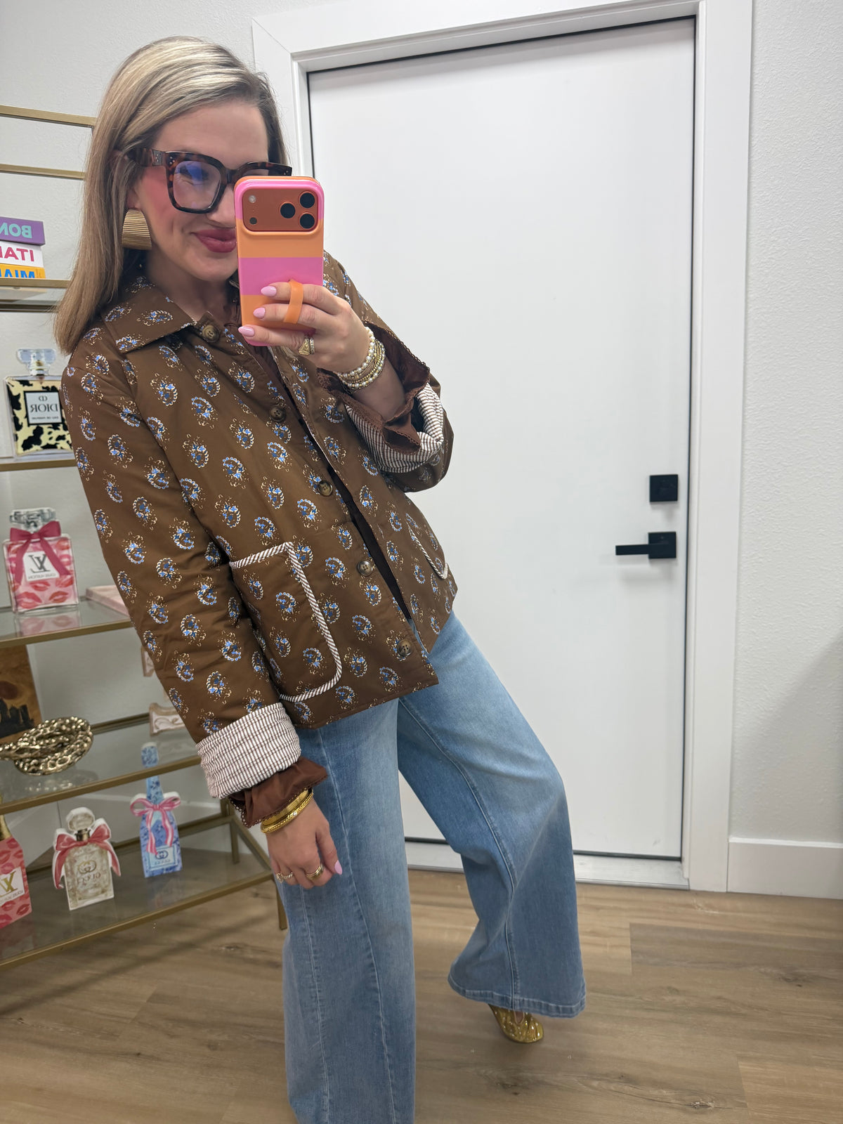 Mocha Detail Quilted Jacket