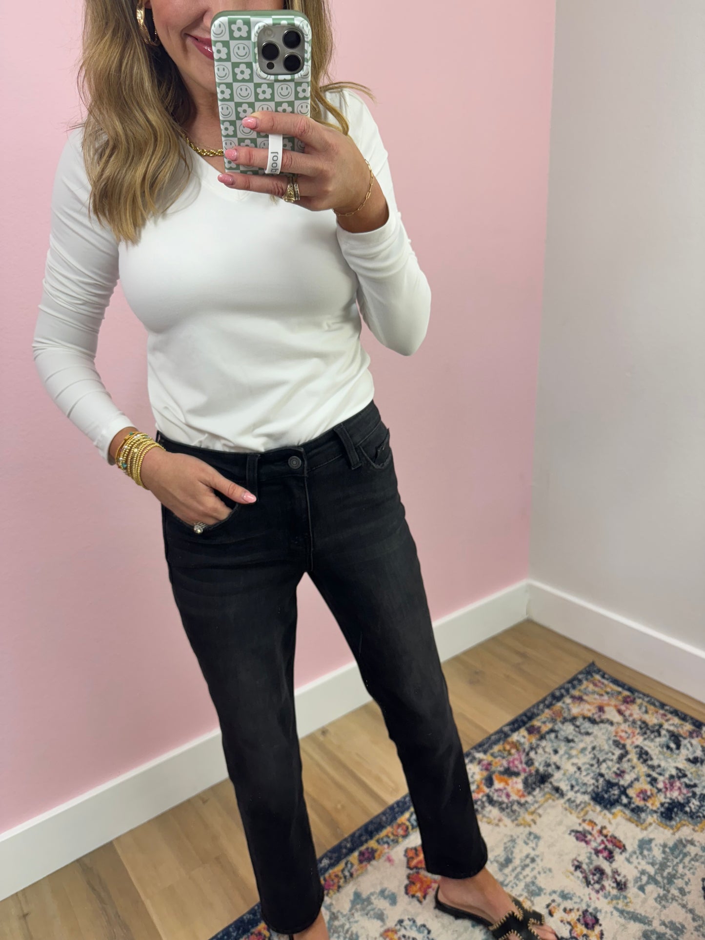 Microfiber Vneck Long Sleeve (black and white!)