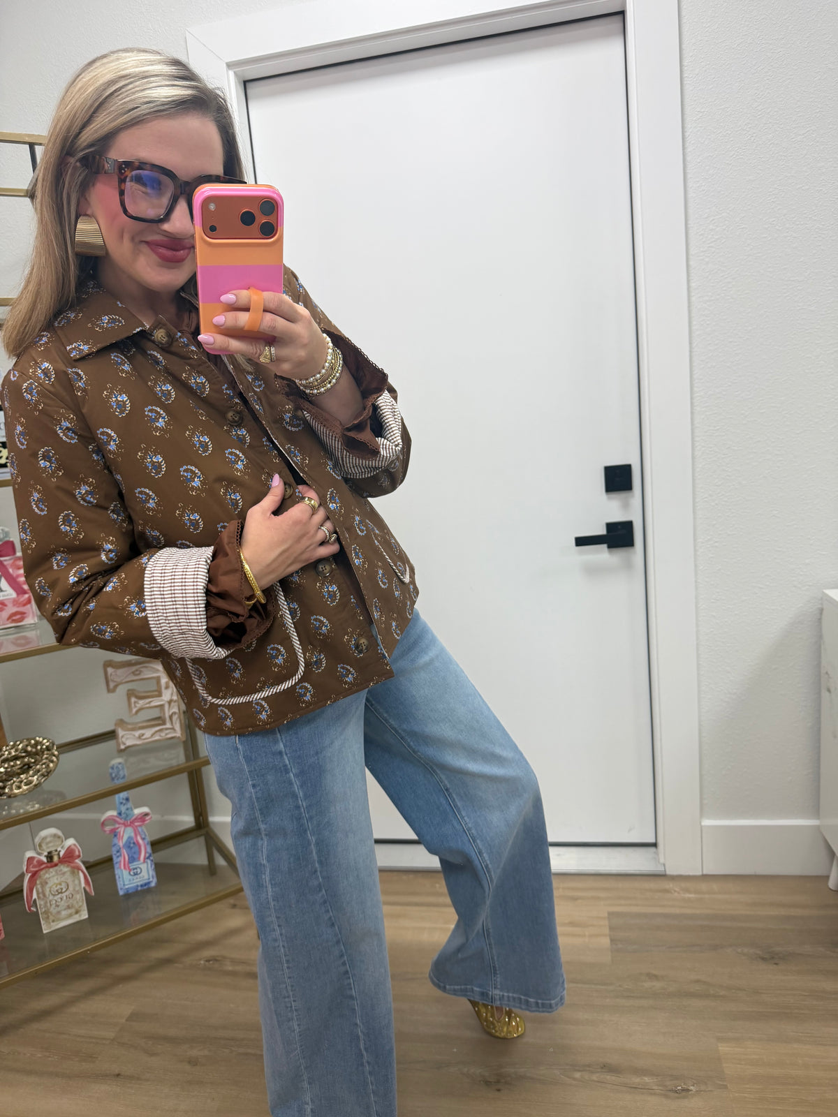 Mocha Detail Quilted Jacket