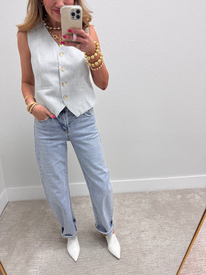 Light Wash Mid Rise Barrel Jeans FS