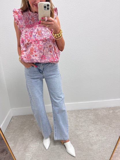 Light Wash Mid Rise Barrel Jeans FS