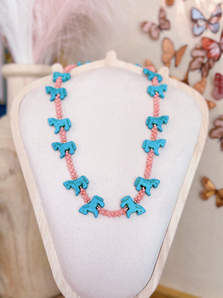 Blue Pony Girl Necklace