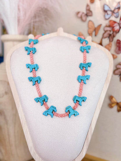 Blue Pony Girl Necklace