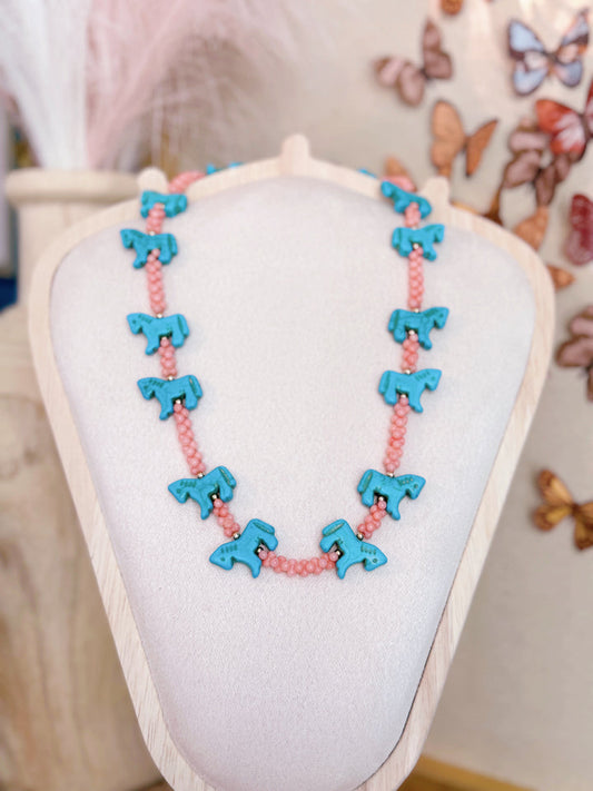 Blue Pony Girl Necklace