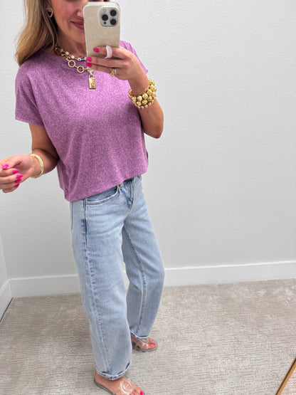 Purple Melagne Crop Short Sleeve