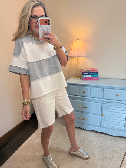 Risen White Slouchy Bermuda Shorts