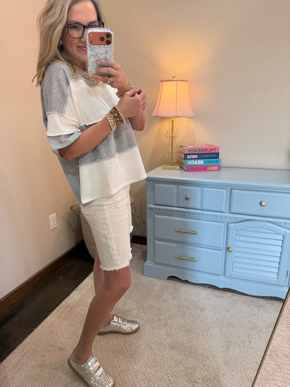 Risen White Slouchy Bermuda Shorts