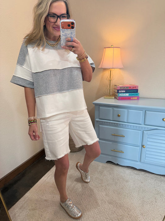 Risen White Slouchy Bermuda Shorts