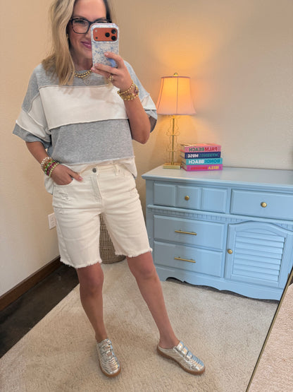 Risen White Slouchy Bermuda Shorts