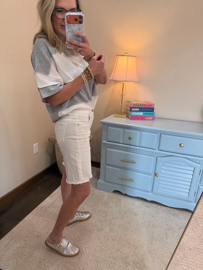 Risen White Slouchy Bermuda Shorts