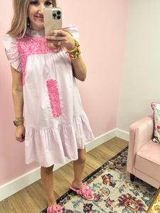 J Marie Pink Embroidered Ruffle Dress