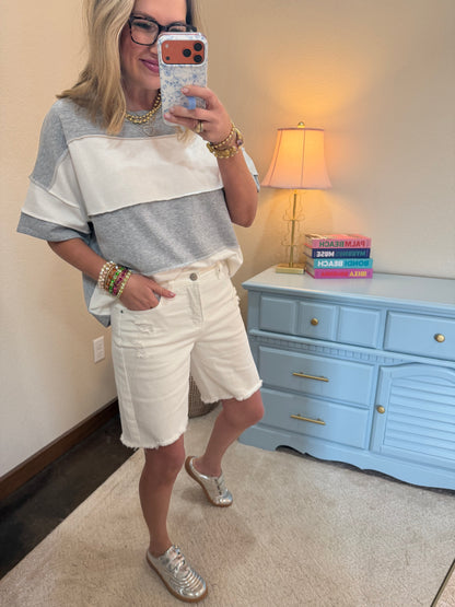 Risen White Slouchy Bermuda Shorts