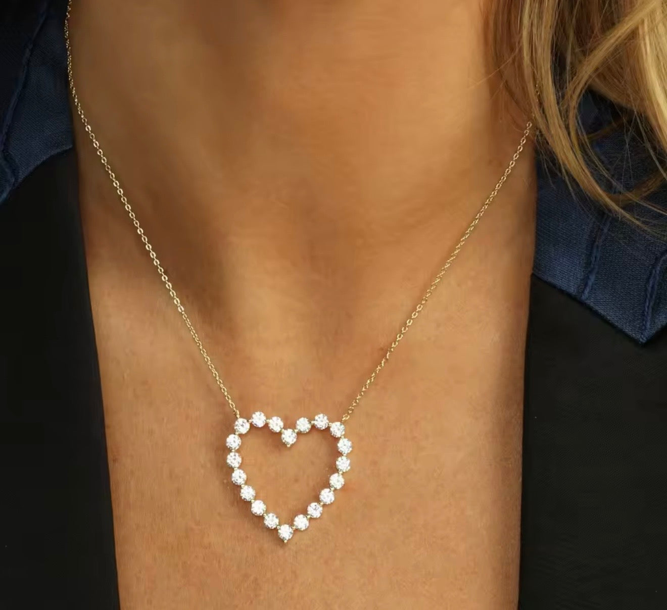 Lux Crystal Heart Necklace (Silver & Gold!)