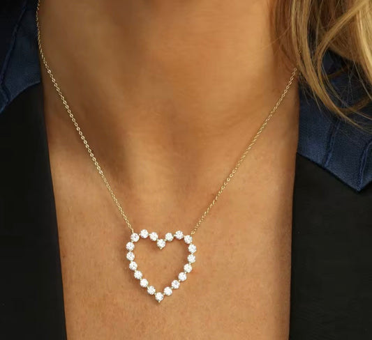 Lux Crystal Heart Necklace (Silver & Gold!)