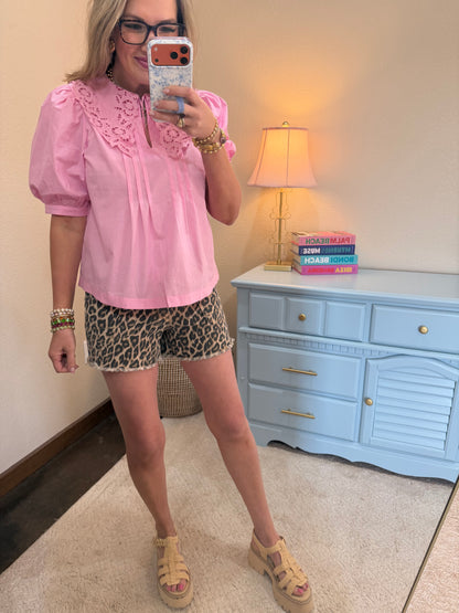 Pink Peter Pan Collar Top