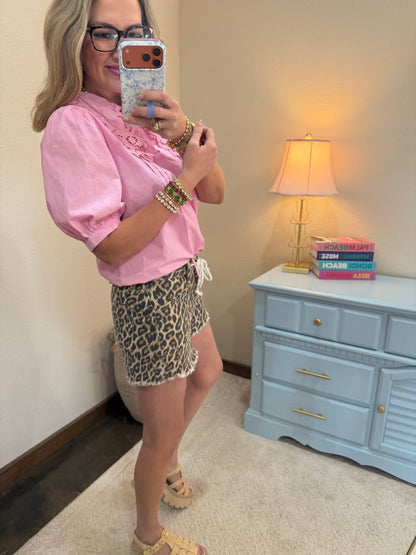 Pink Peter Pan Collar Top