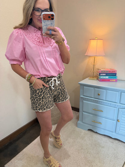 Pink Peter Pan Collar Top