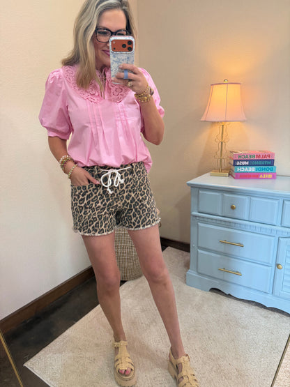 Pink Peter Pan Collar Top