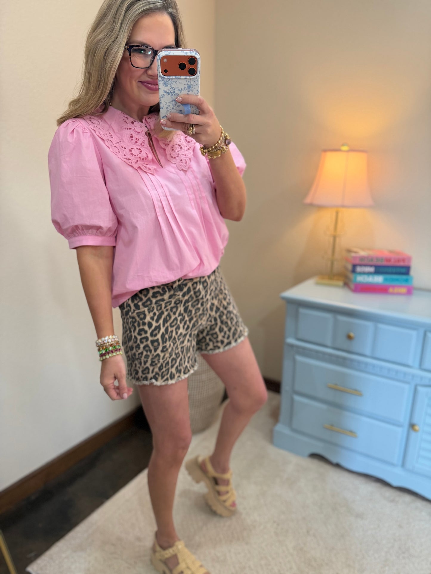 Pink Peter Pan Collar Top