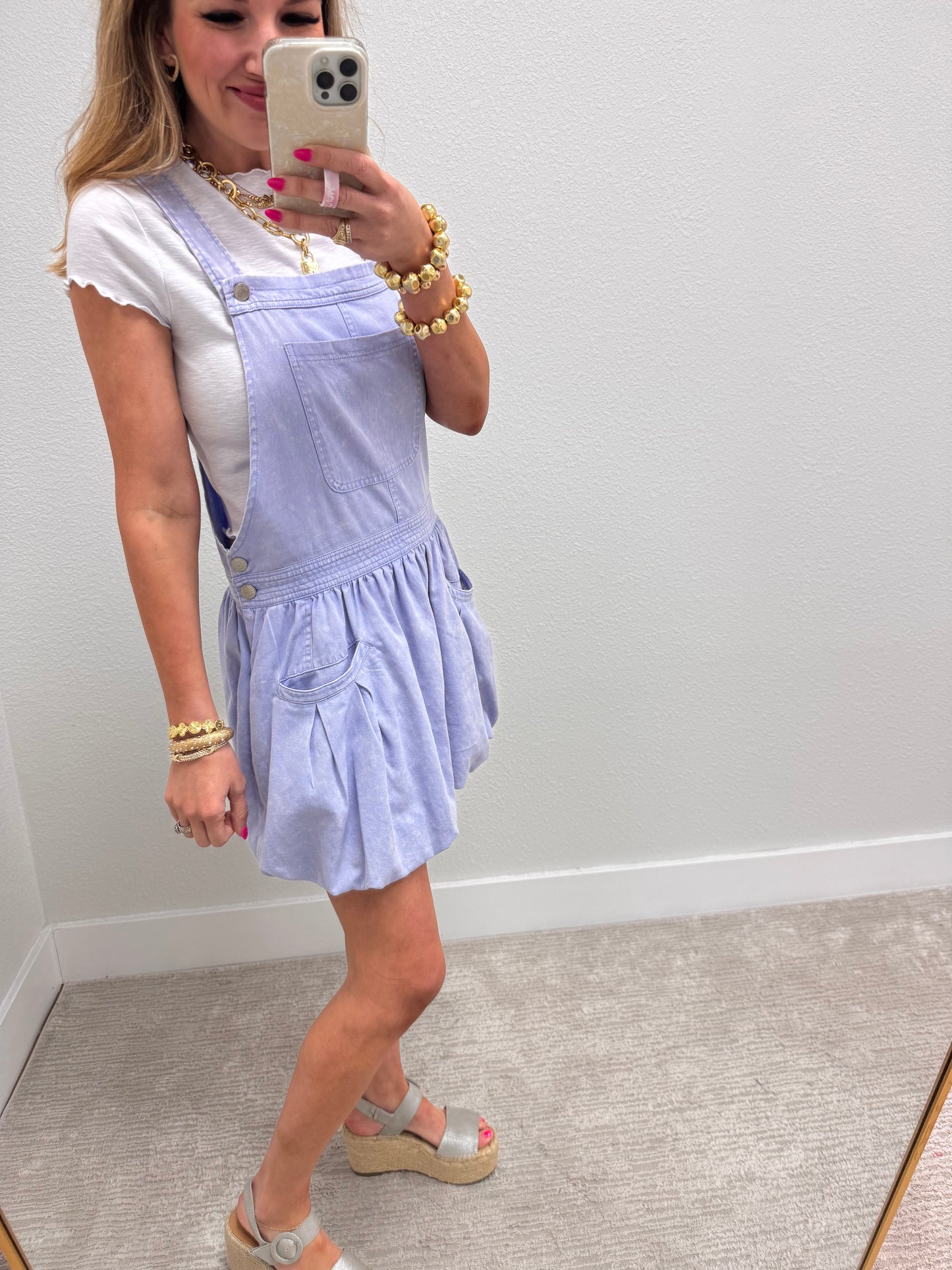 Lavender Bubble Skort Overalls