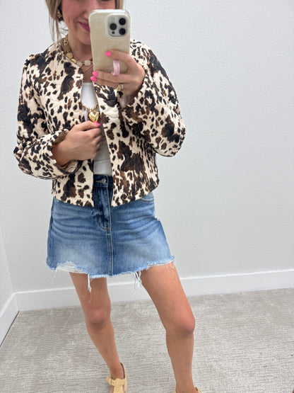 Ida Mae Bella Hide Brown Quilted Cropped Jacket *FS