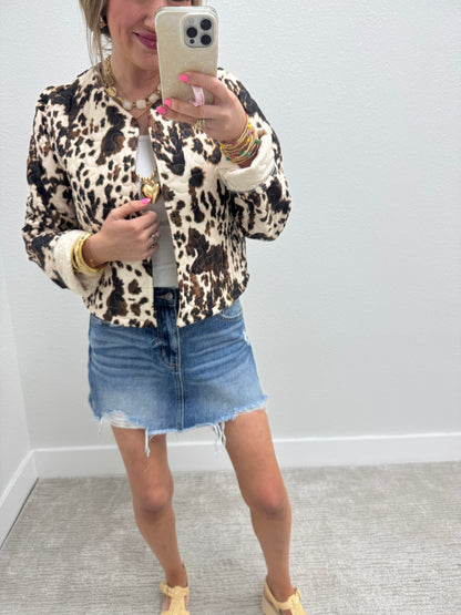Ida Mae Bella Hide Brown Quilted Cropped Jacket *FS