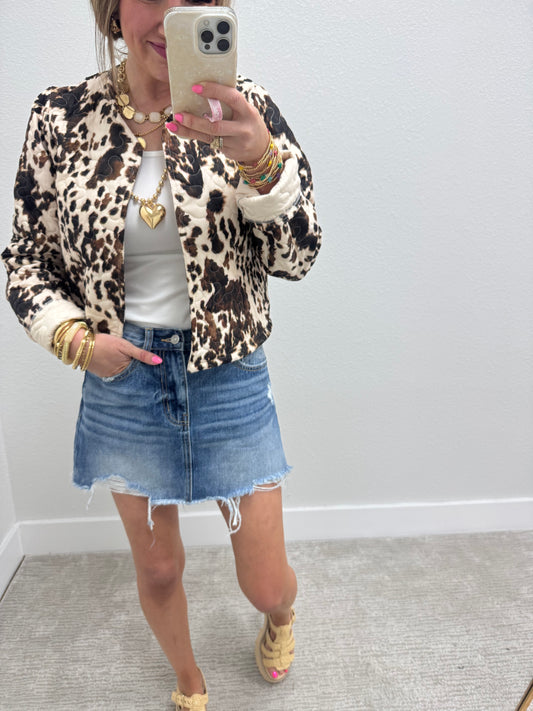 Ida Mae Bella Hide Brown Quilted Cropped Jacket *FS