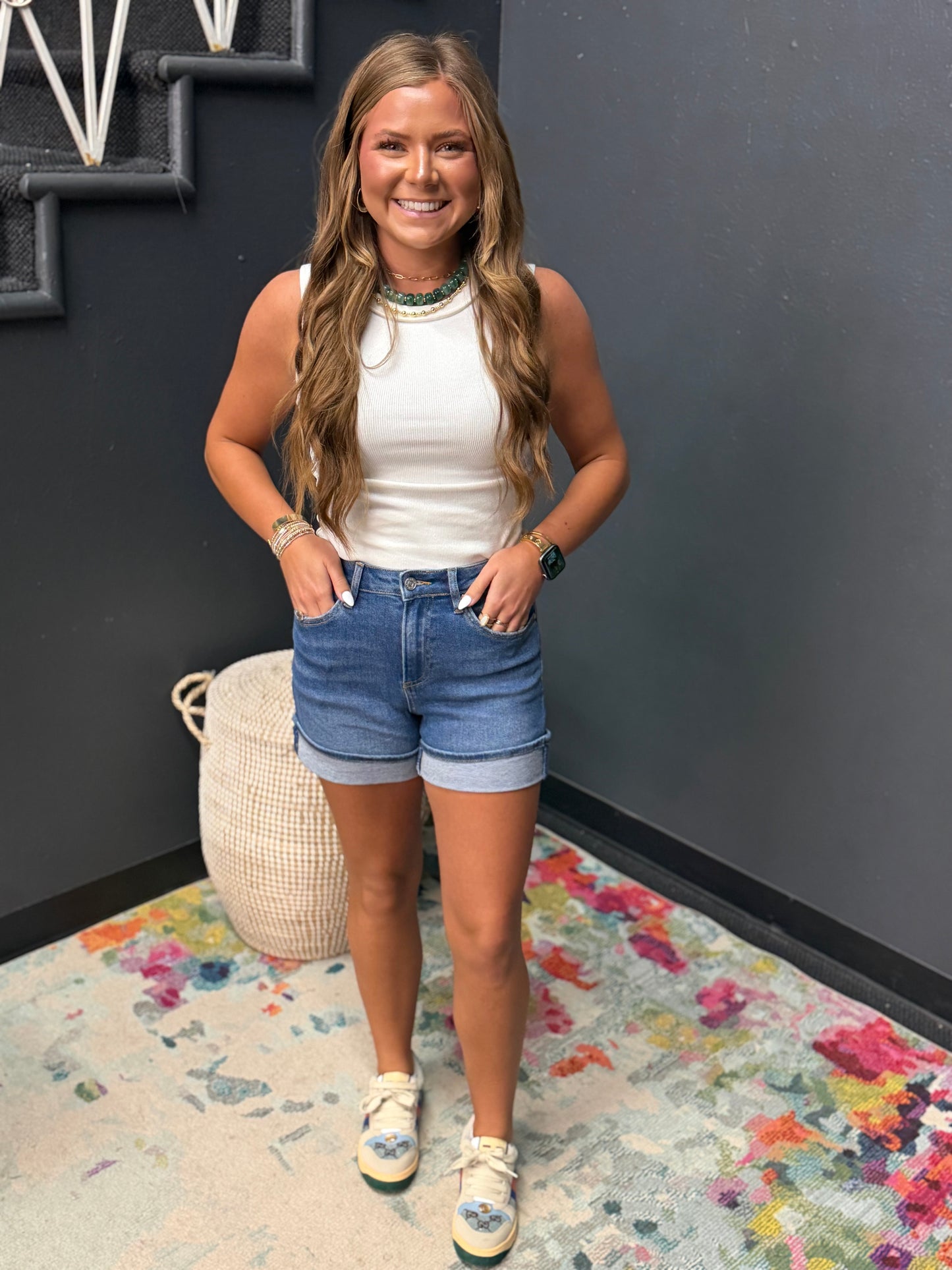 Bayeas High Rise Denim With Rolled Cuff Shorts
