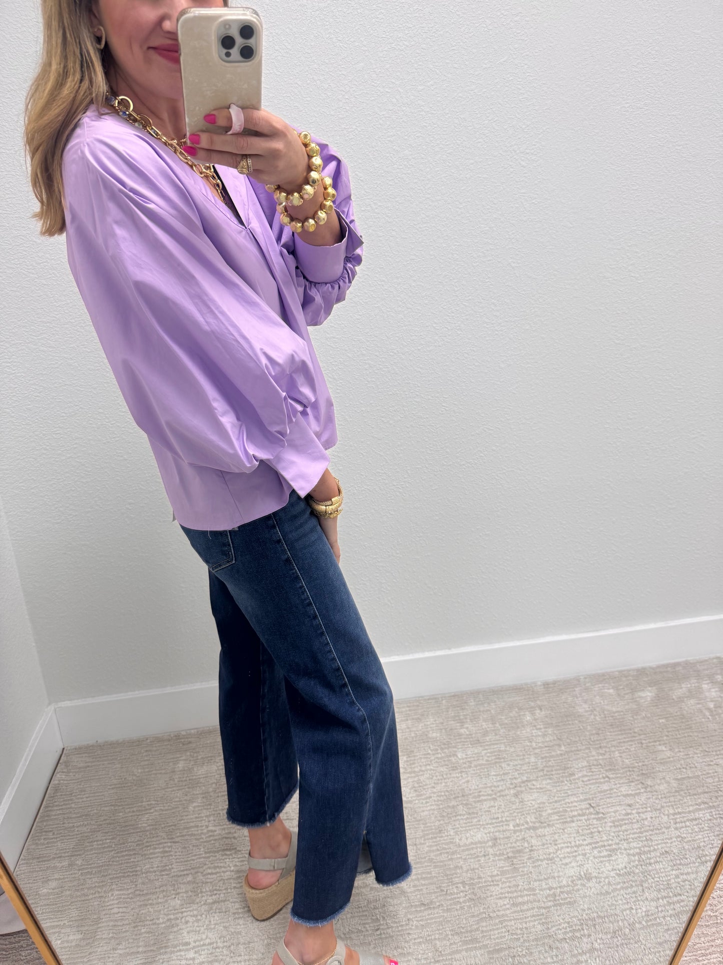 Risen Dark Mid-Rise Crop Wide Side Slit Jeans FS