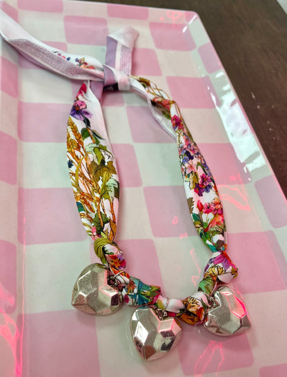 3 Heart Charm Scarf Necklace- 2 Colors