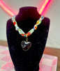 Single Heart Charm Scarf Necklace- 3 Colors