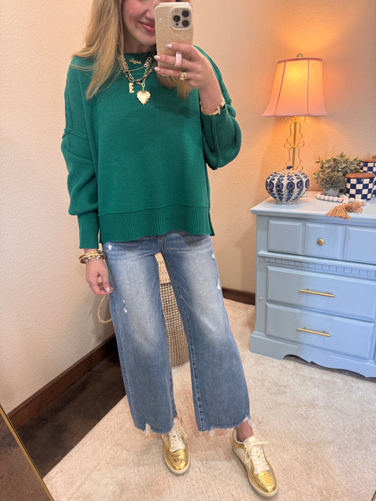 Forest Waist Length Mock Neck Sweater