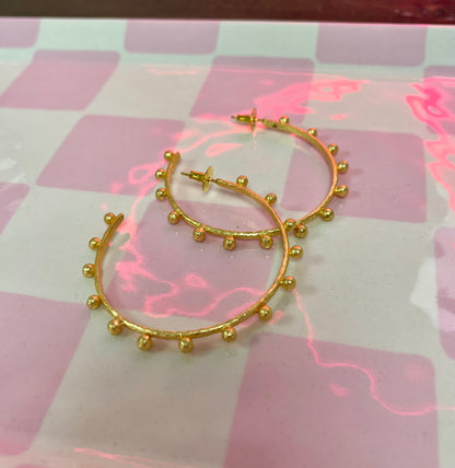Luxe Antique Ball Studded Hoops