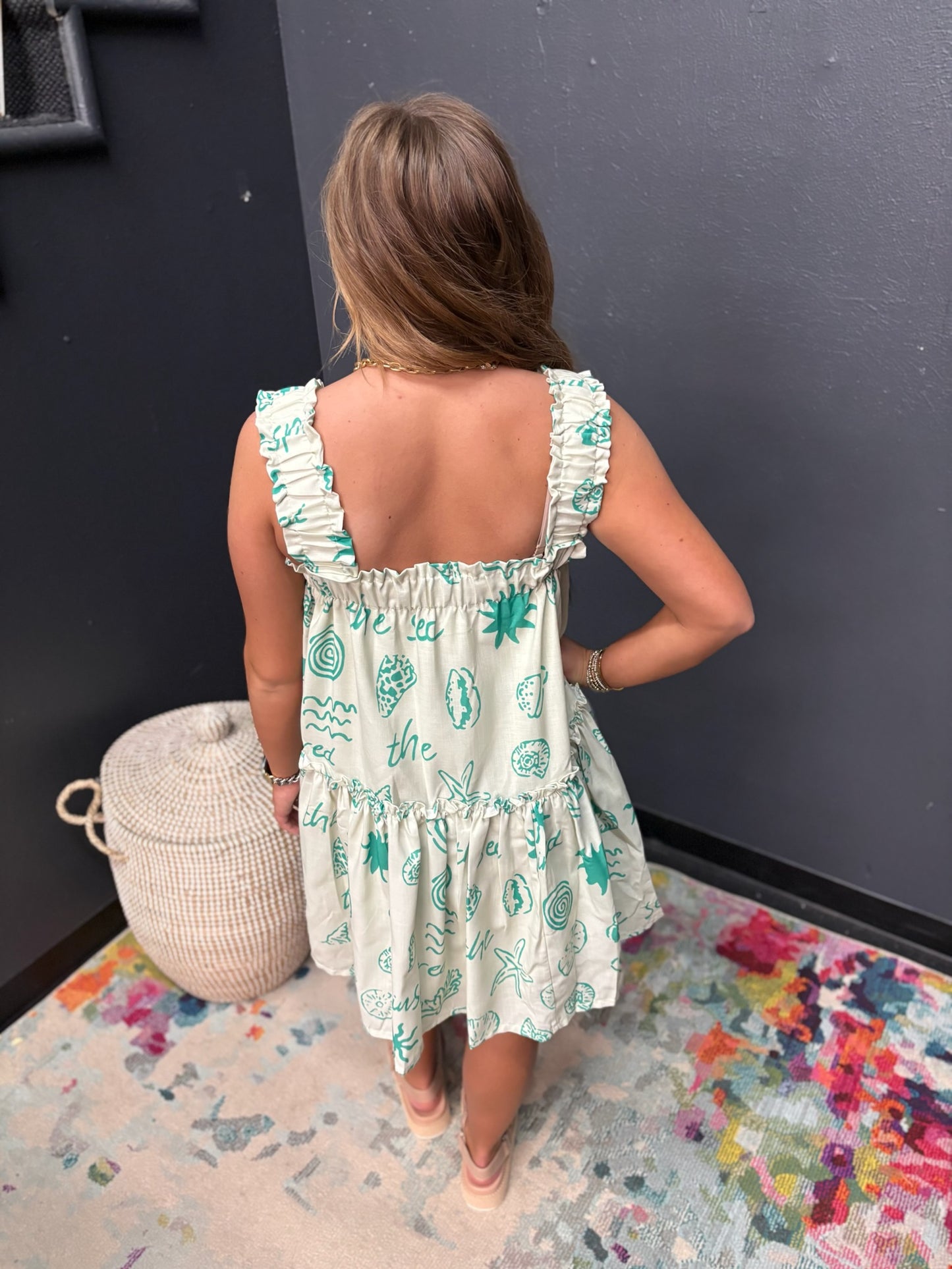 Green Seashell Print Dress