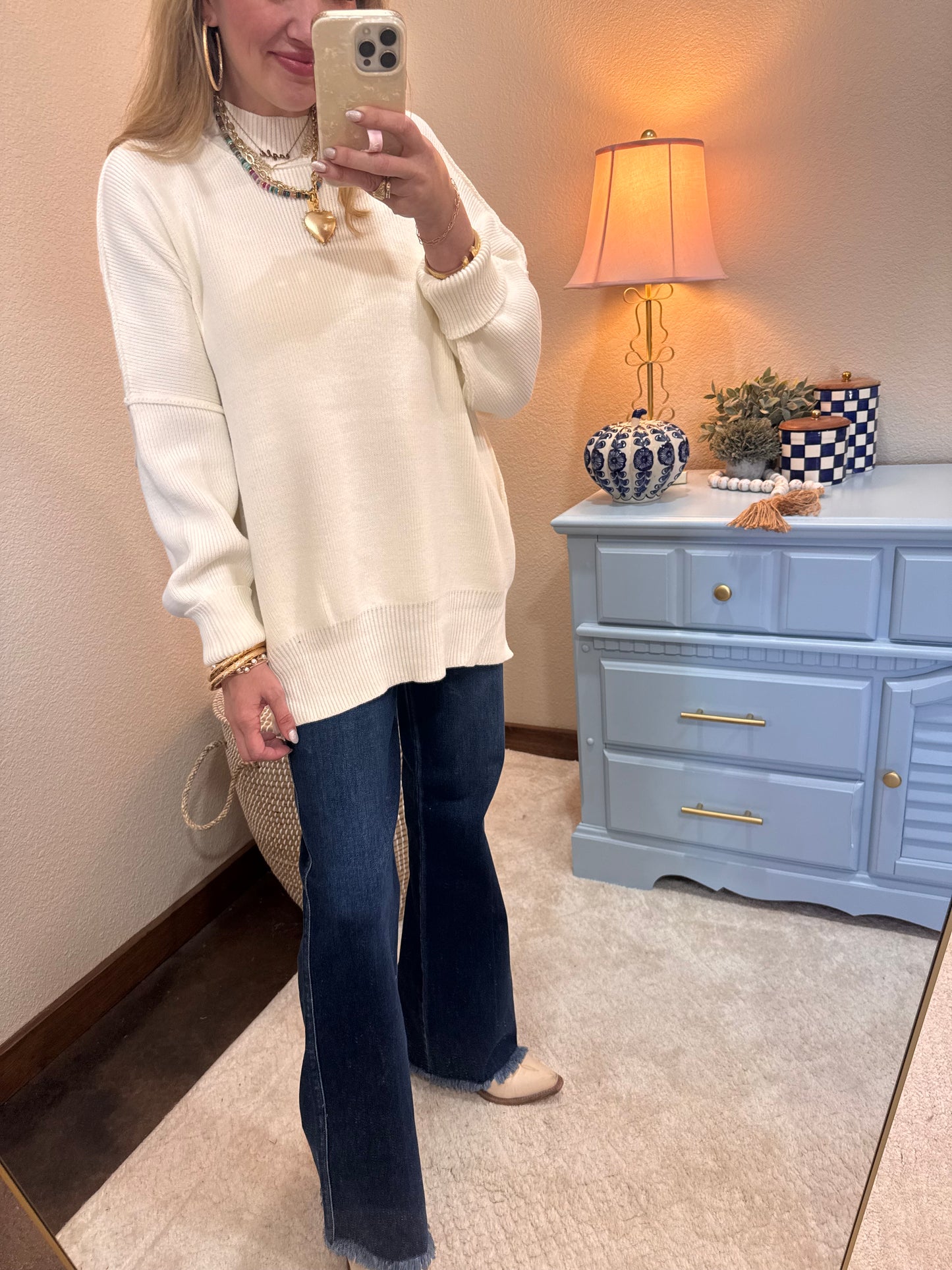 Ivory Mock Neck Sweater