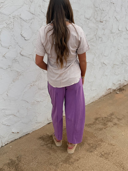 Purple Mineral Wash Barrel Fit Utility Knit Pants