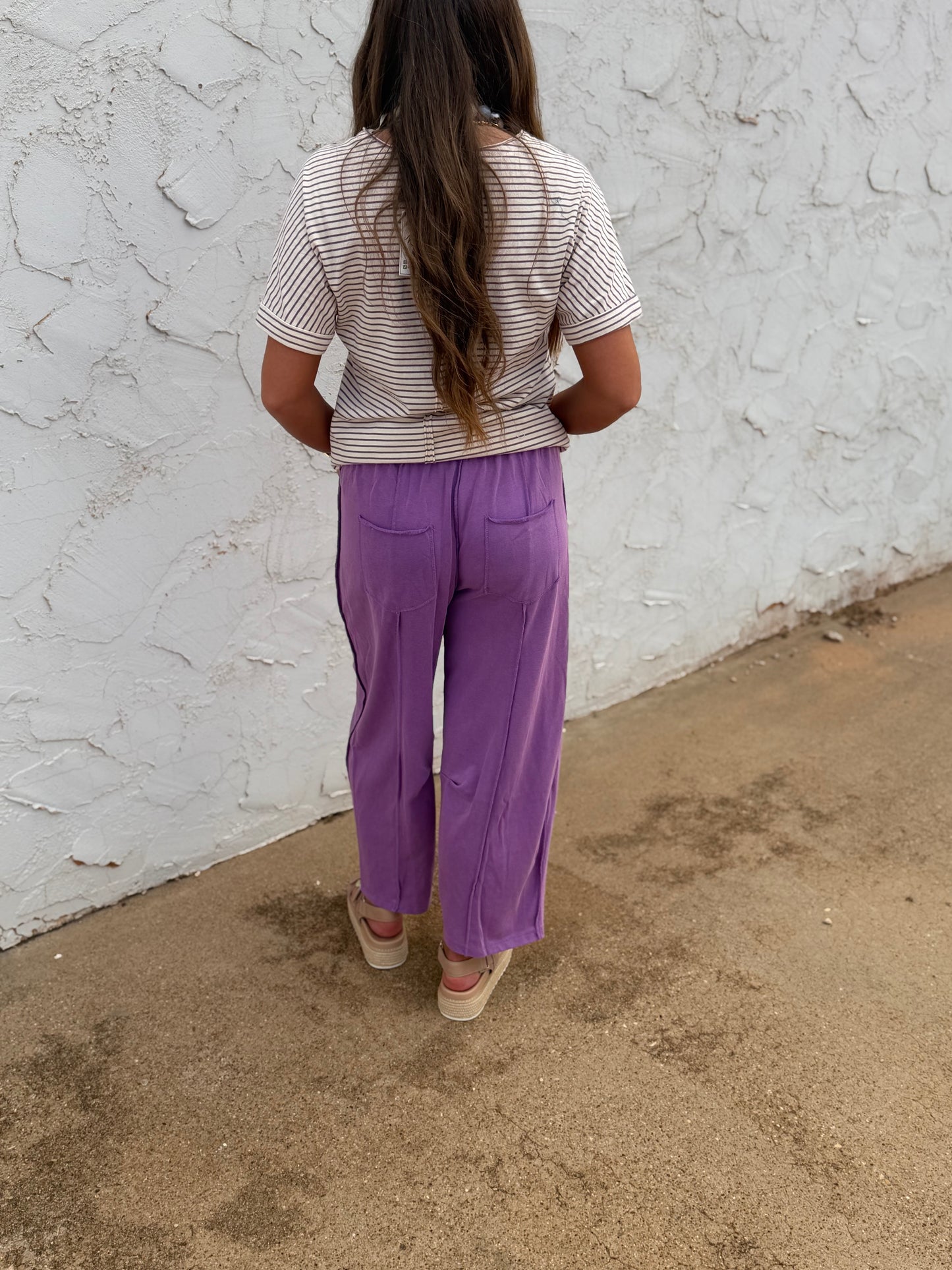 Purple Mineral Wash Barrel Fit Utility Knit Pants
