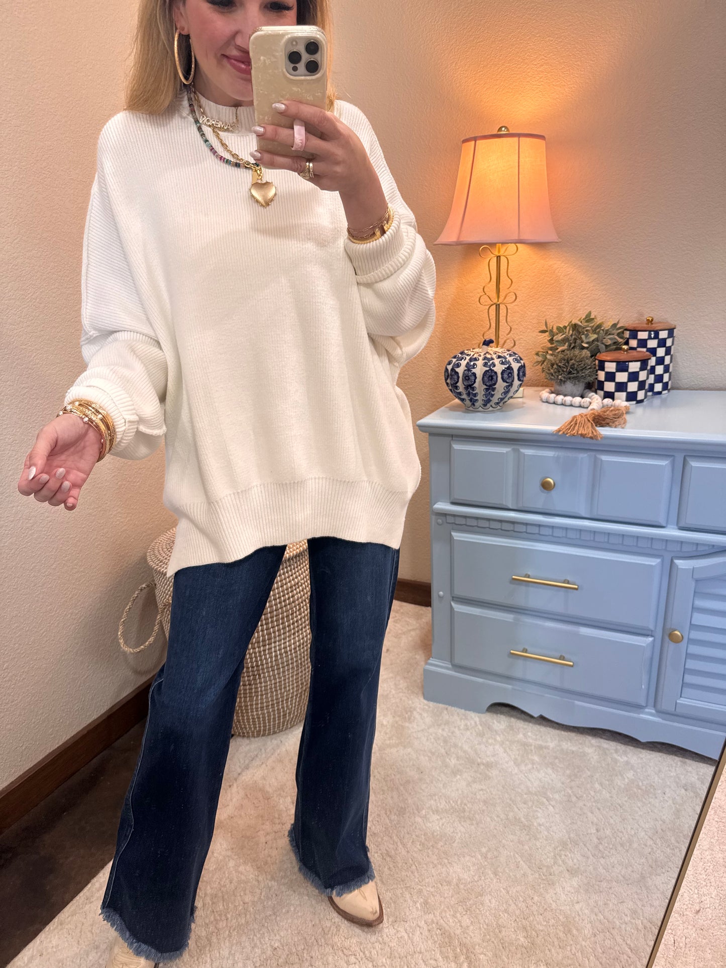 Ivory Mock Neck Sweater