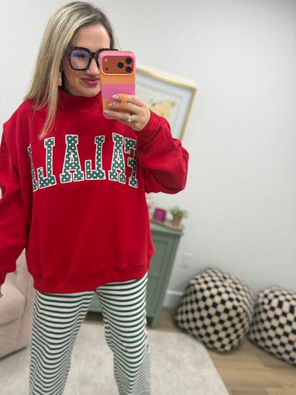 "FALALA" Polka Dot Patch Mock Neck