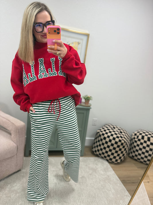 Red & Green Colored Stripe Pants