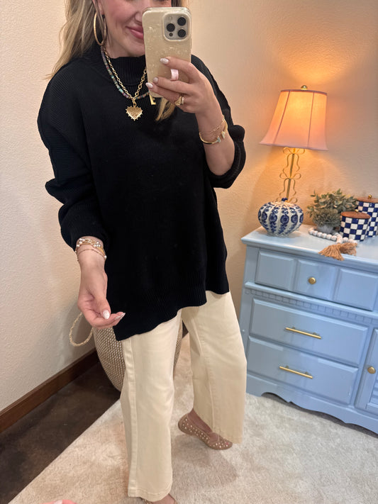 Black Mock Neck Sweater
