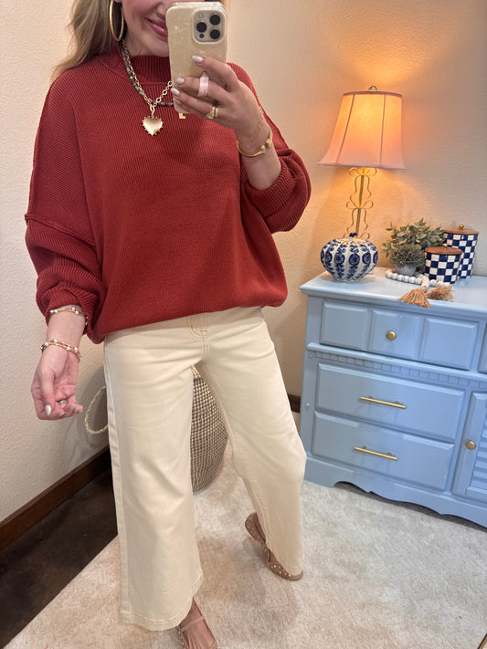 Rust Mock Neck Sweater