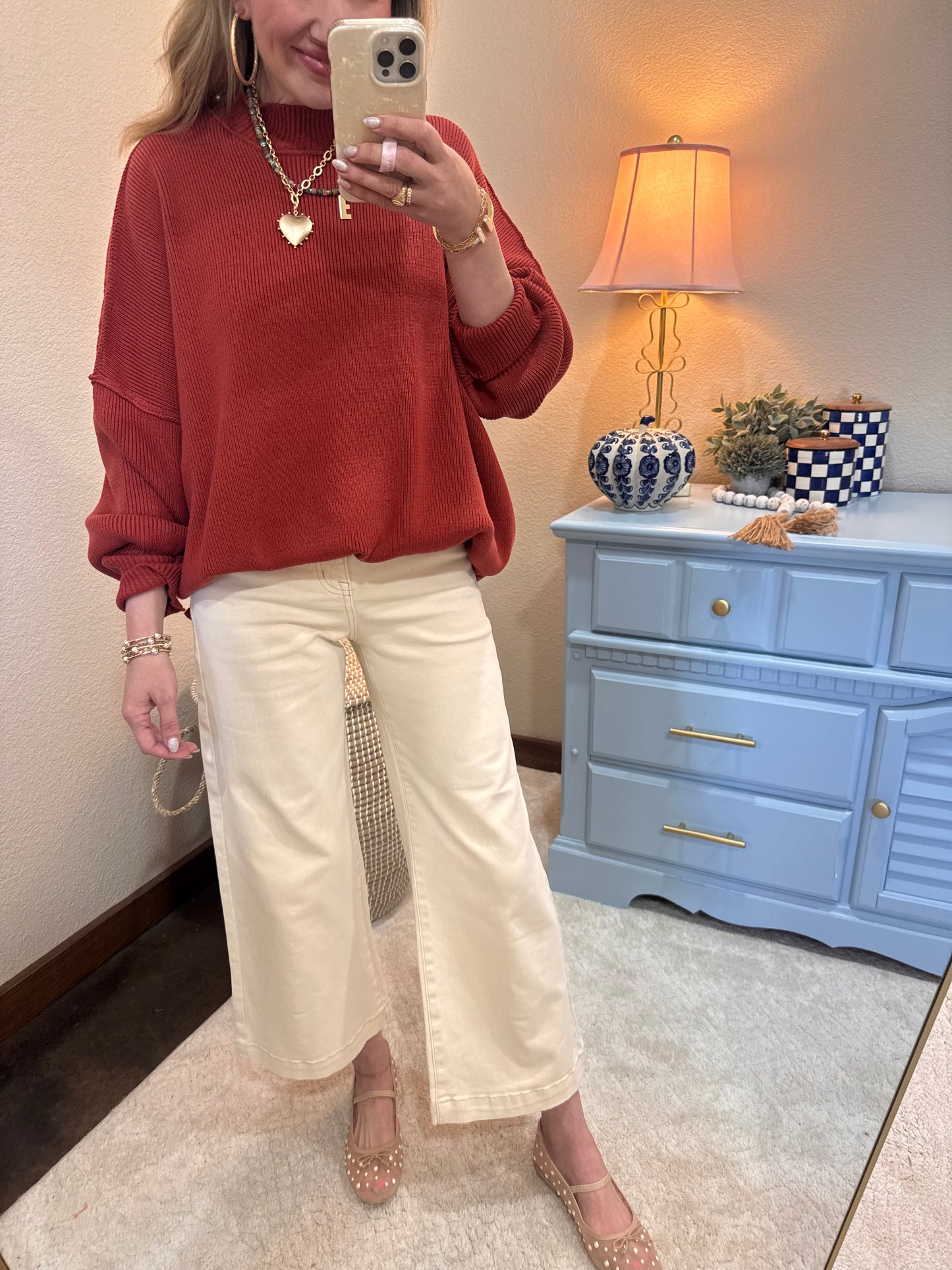 Rust Mock Neck Sweater