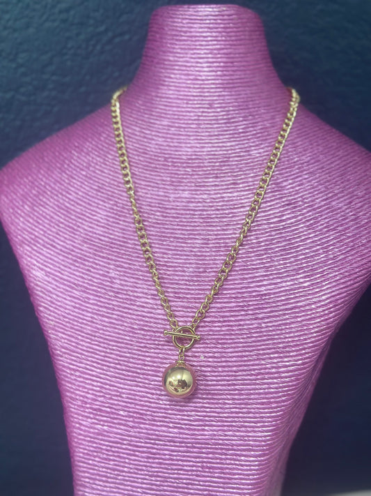 Single Drop Ball Necklace (silver and gold!)